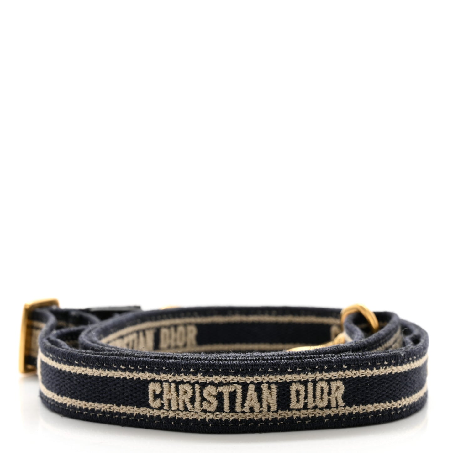 Canvas Embroidered Key Chain Shoulder Strap Blue White