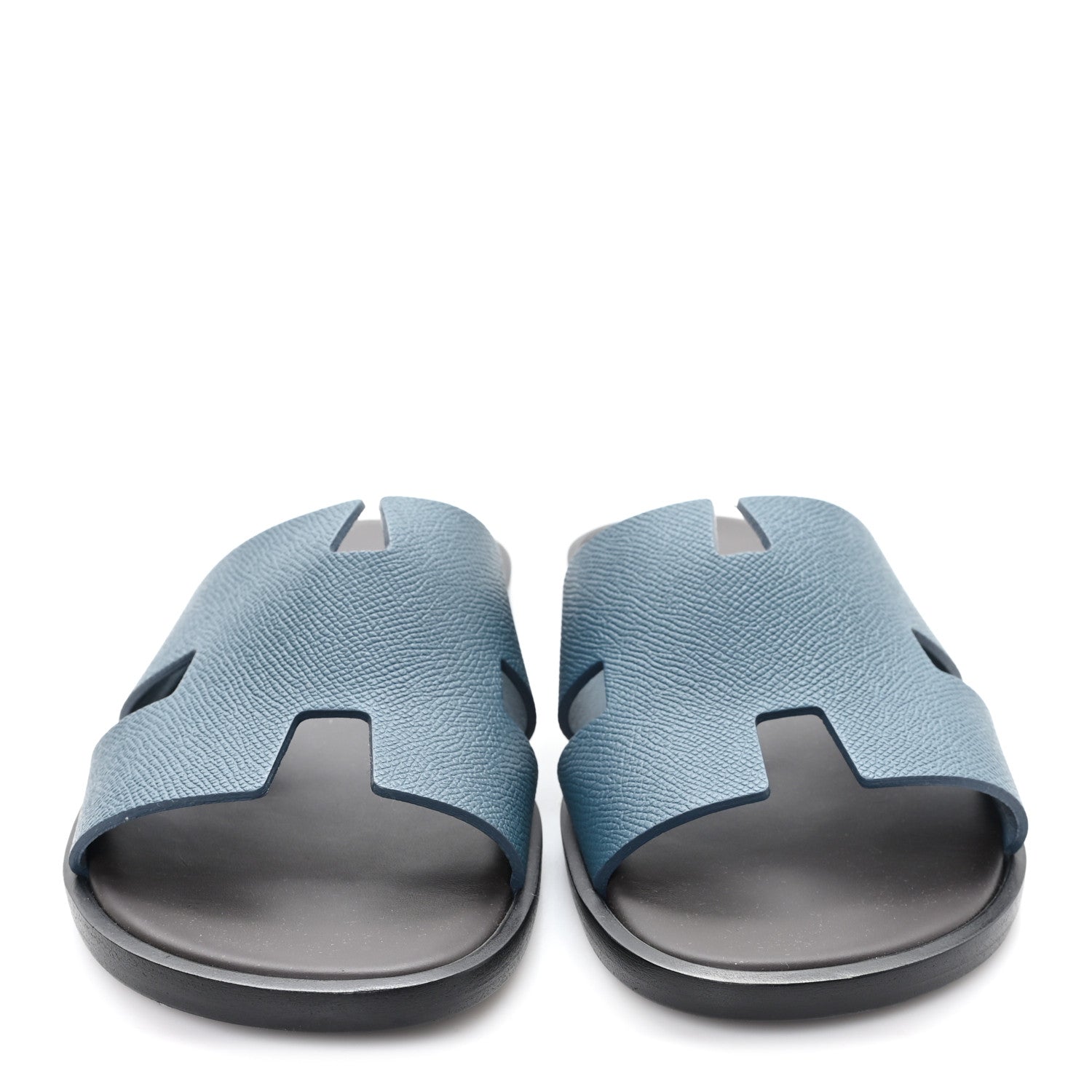 Hermes Epsom Izmir Sandals 40.5 Bleu Canard 3 of 10