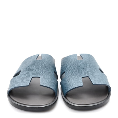 Hermes Epsom Izmir Sandals 40.5 Bleu Canard 3 of 10