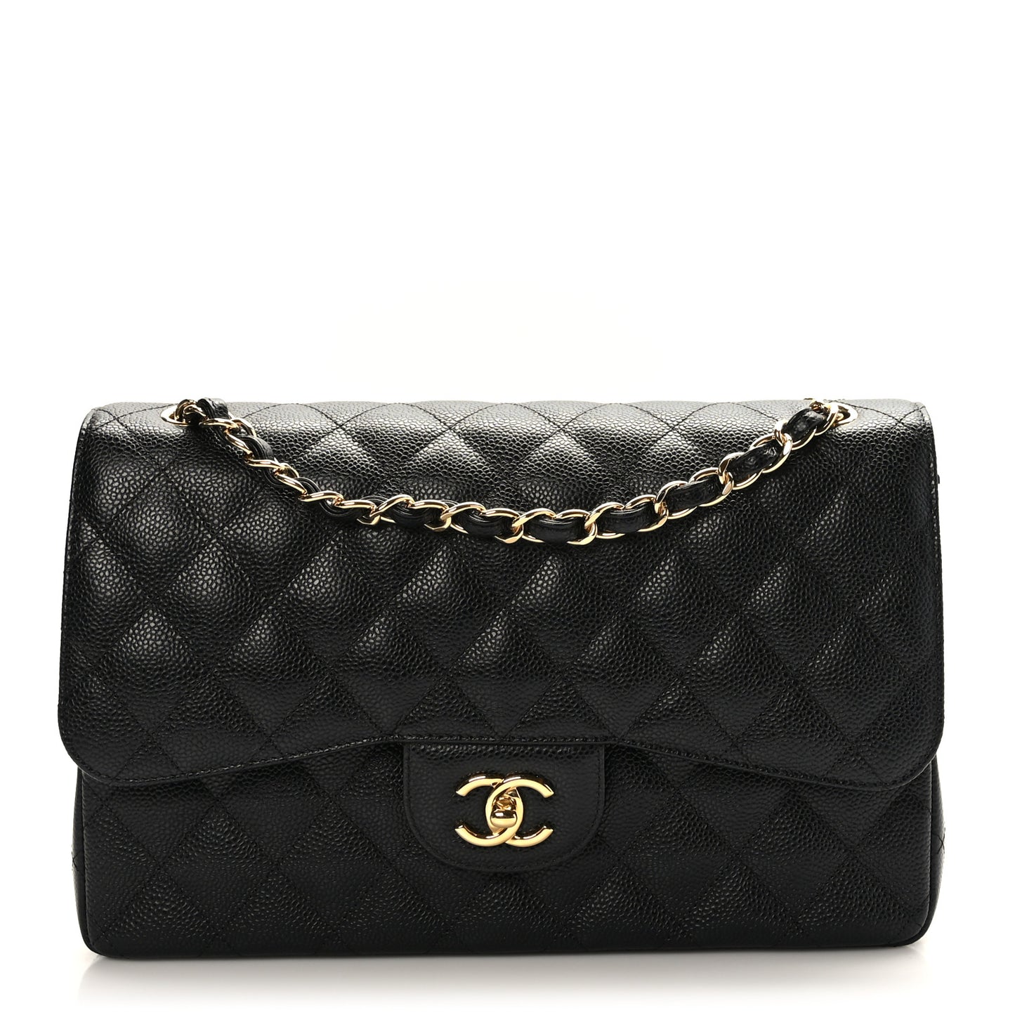 Caviar Quilted Jumbo Double Flap Black