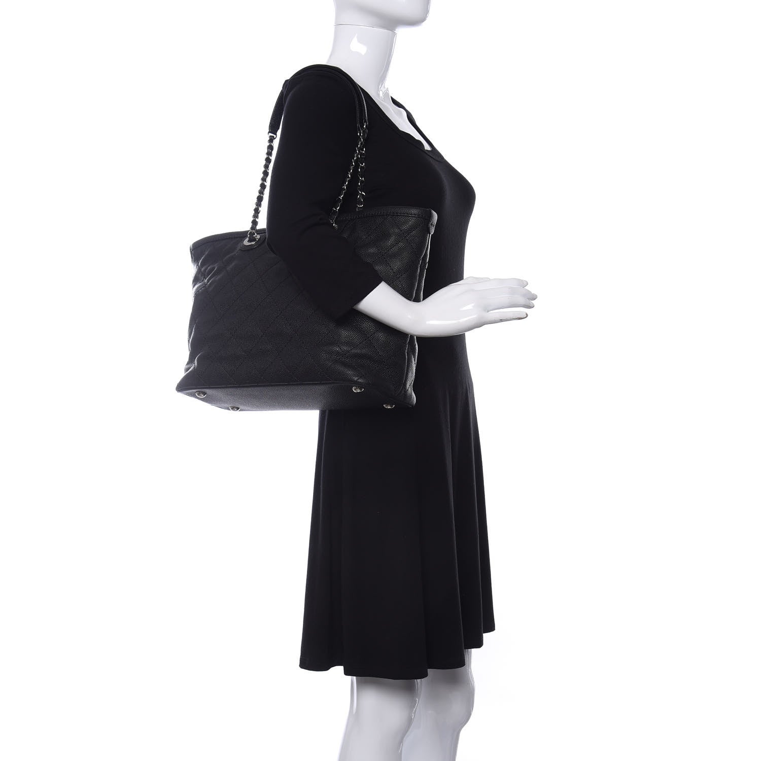 Chanel Grained Calfskin Quilted Small Daily Shopping Tote Black 2 of 10