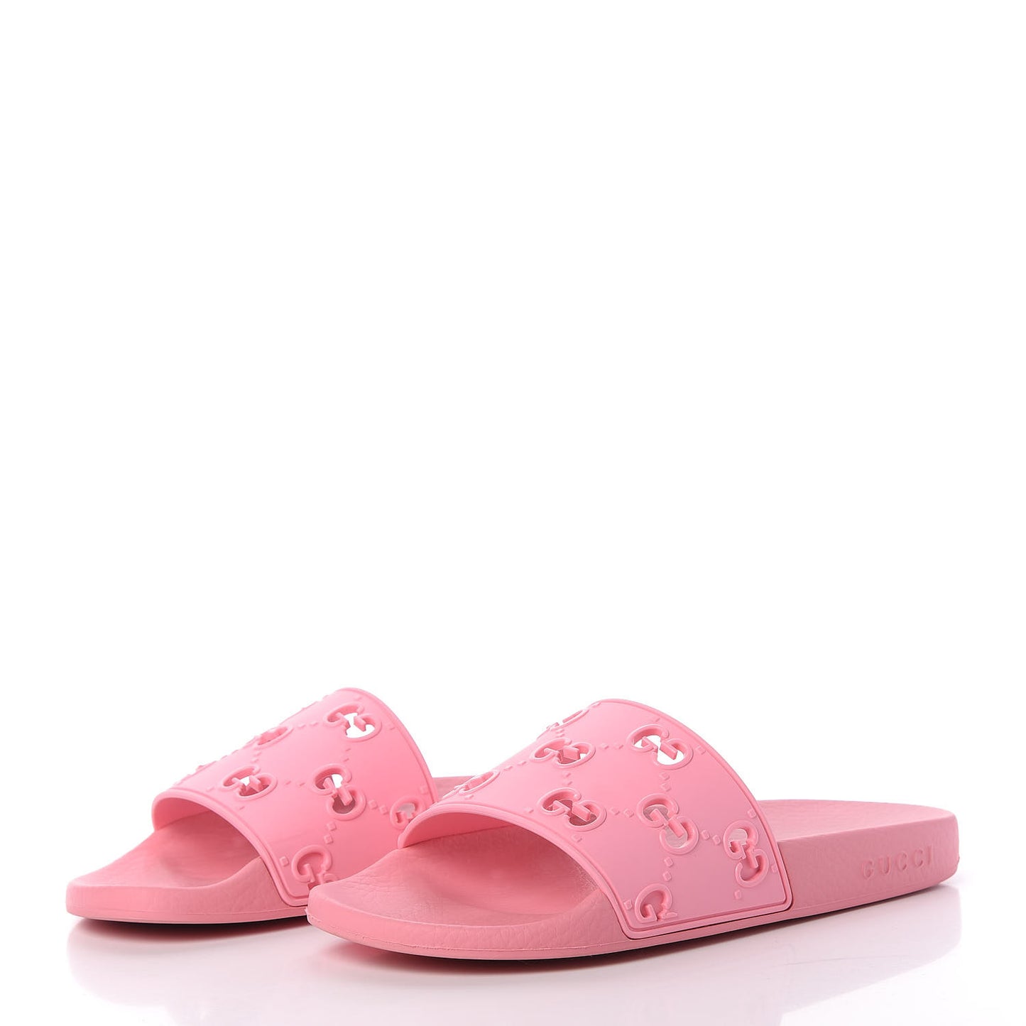 Rubber GG Monogram Perforated Womens Slide Sandals 38 Rose Box