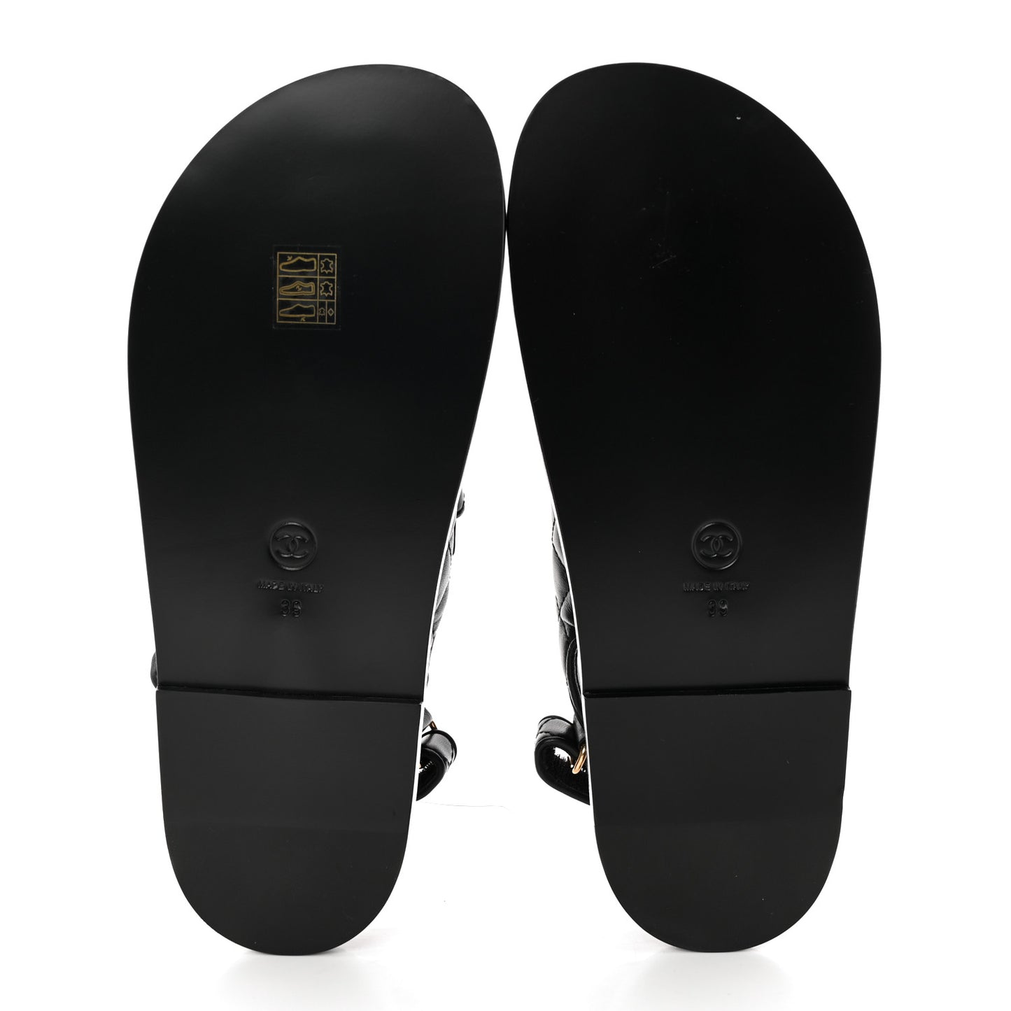 Lambskin Velcro CC Pearl Bow Dad Sandals 39 Black