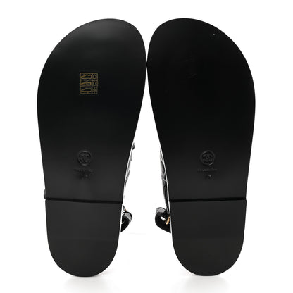 Chanel Lambskin Velcro CC Pearl Bow Dad Sandals 39 Black 5 of 12