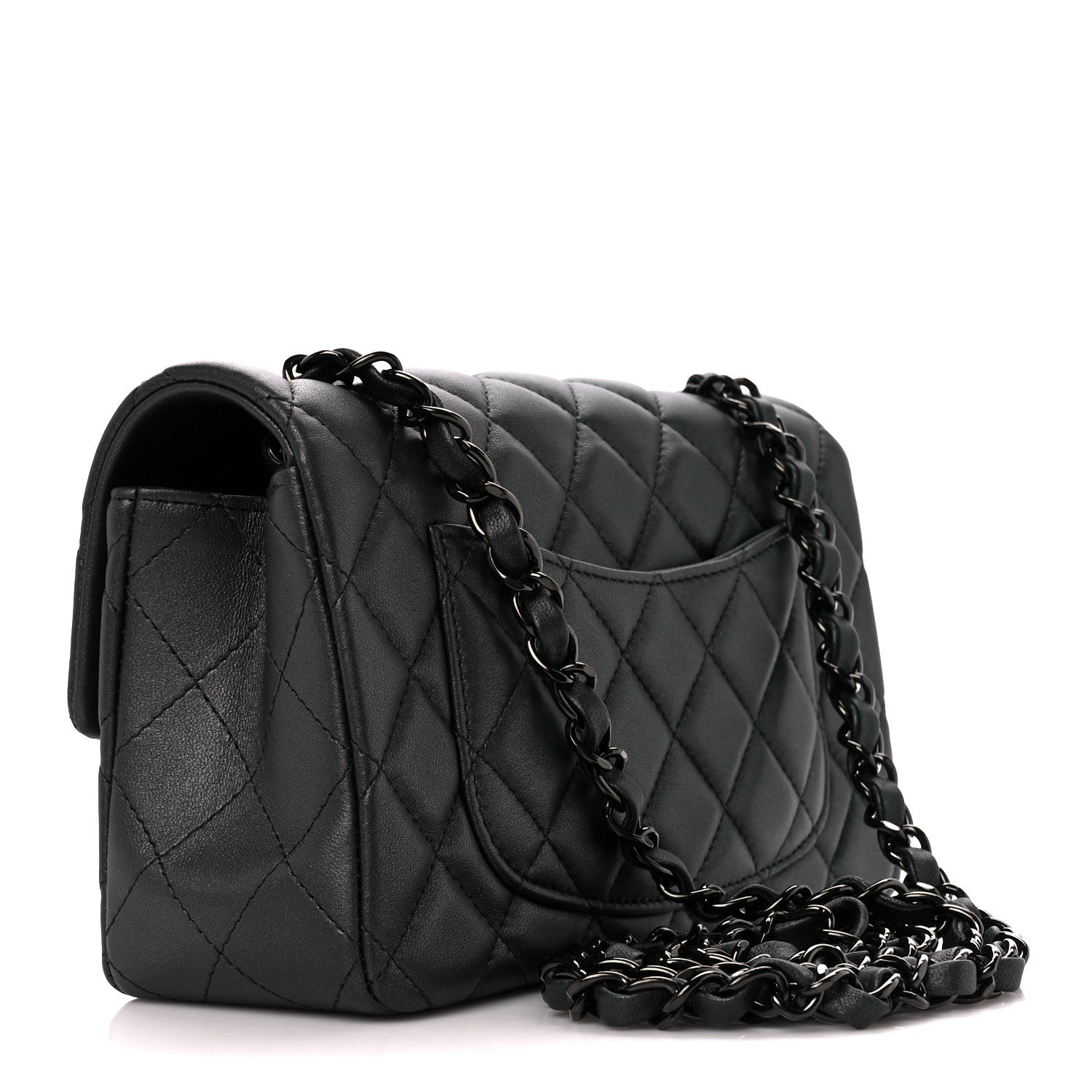 Chanel Lambskin Quilted Mini Rectangular Flap So Black 3 of 12