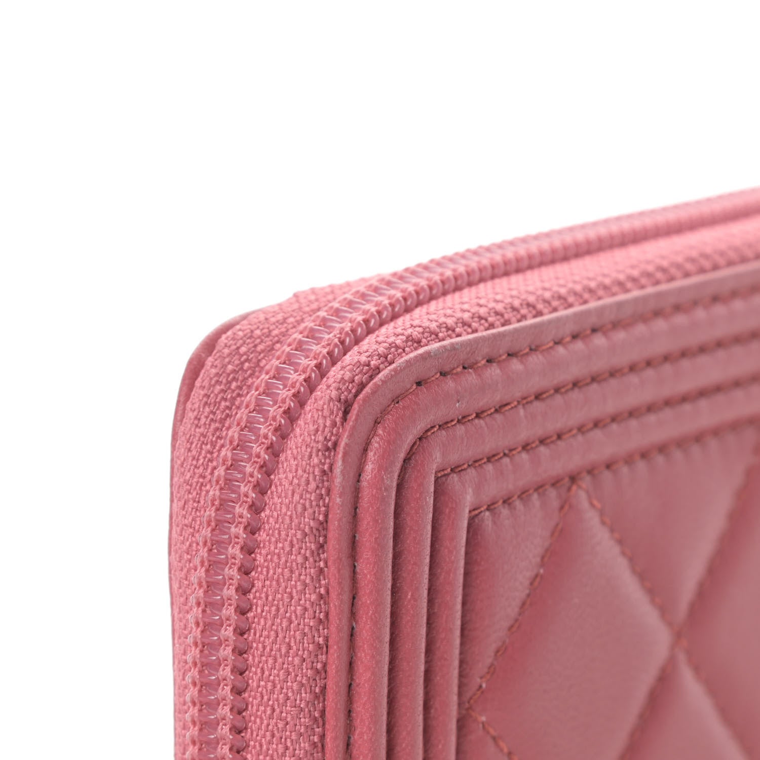 Chanel Lambskin Quilted Boy Zip Around Wallet Pink 11 of 12