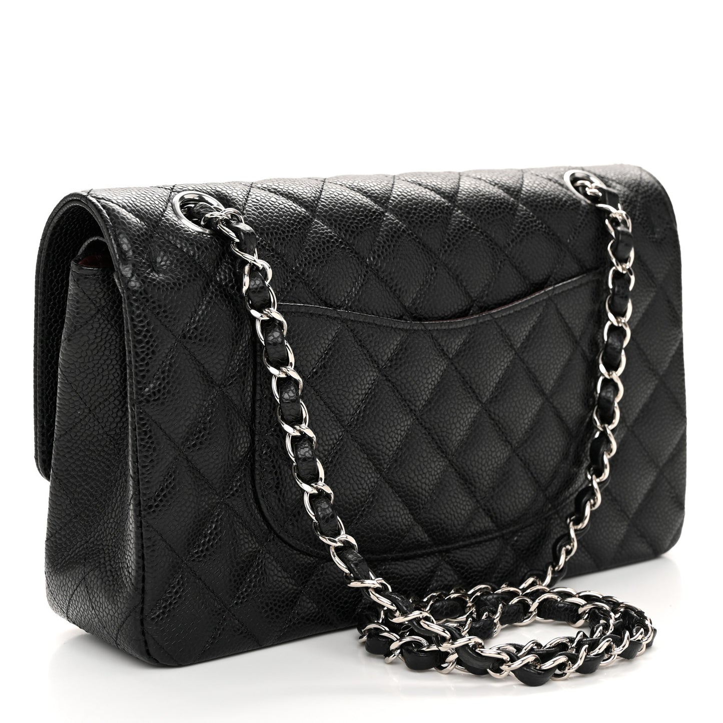 Caviar Quilted Medium Double Flap Black