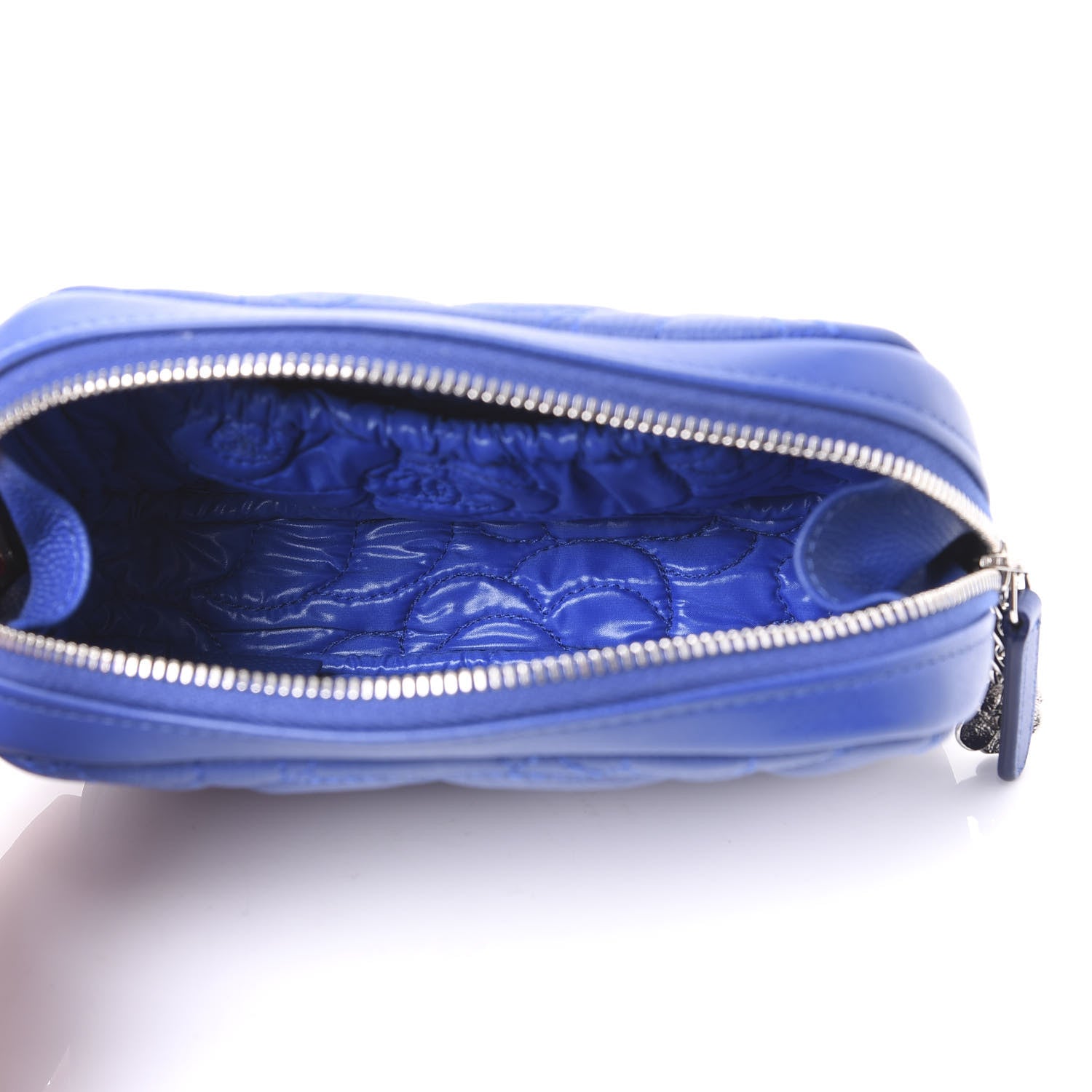 Chanel Caviar Camellia Embossed Small Cosmetic Case Blue 4 of 10