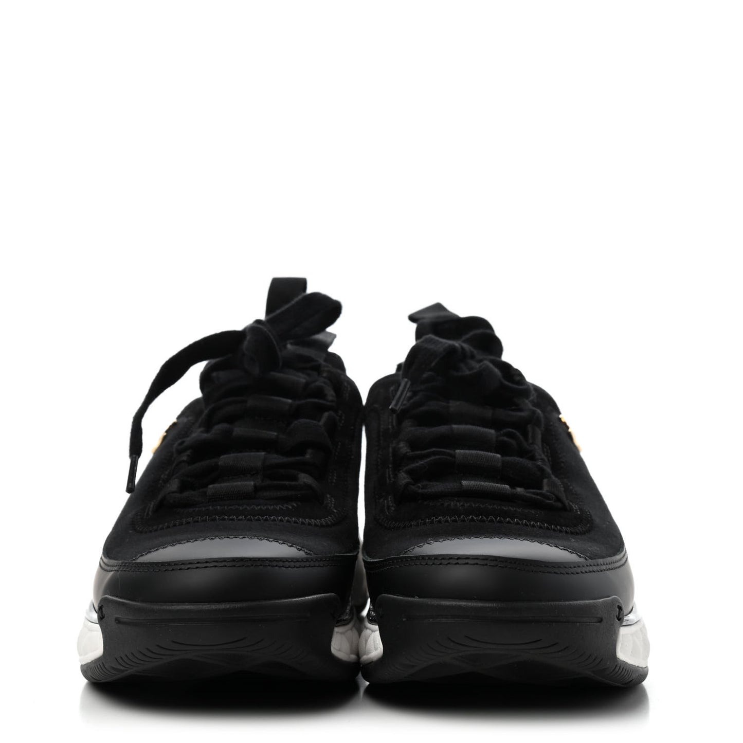 Velvet Calfskin Mixed Fibers CC Sneakers 37 Black