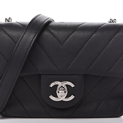Chanel Lambskin Chevron Quilted Extra Mini Flap Black 10 of 10