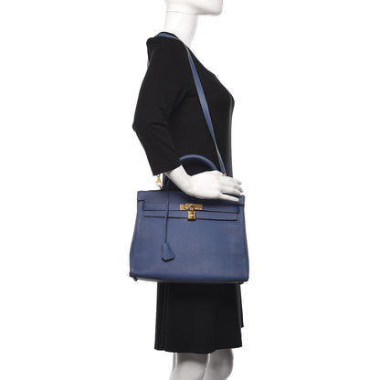 Hermes Taurillon Clemence Kelly Retourne 32 Bleu Brighton 2 of 42