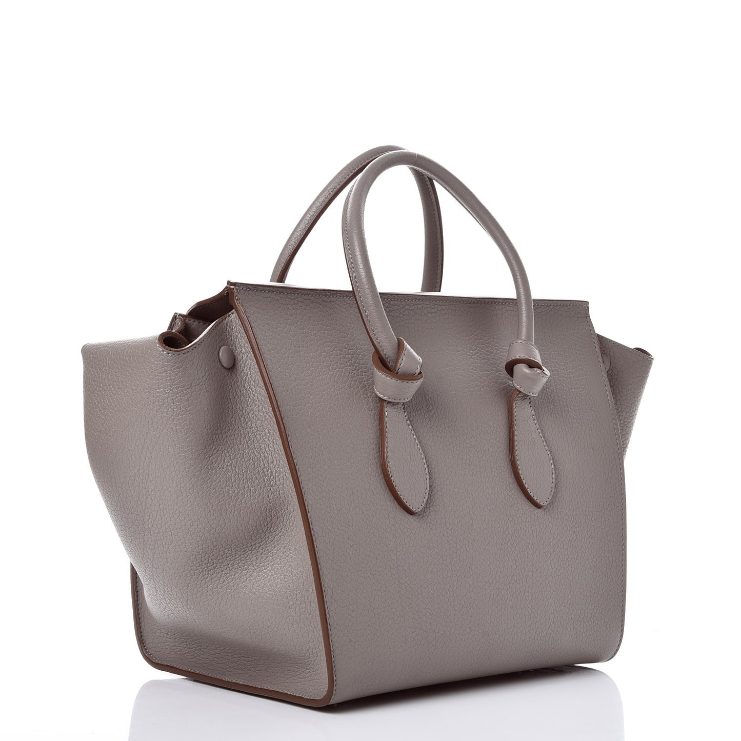 Crisped Calfskin Small Tie Knot Tote Medium Grey