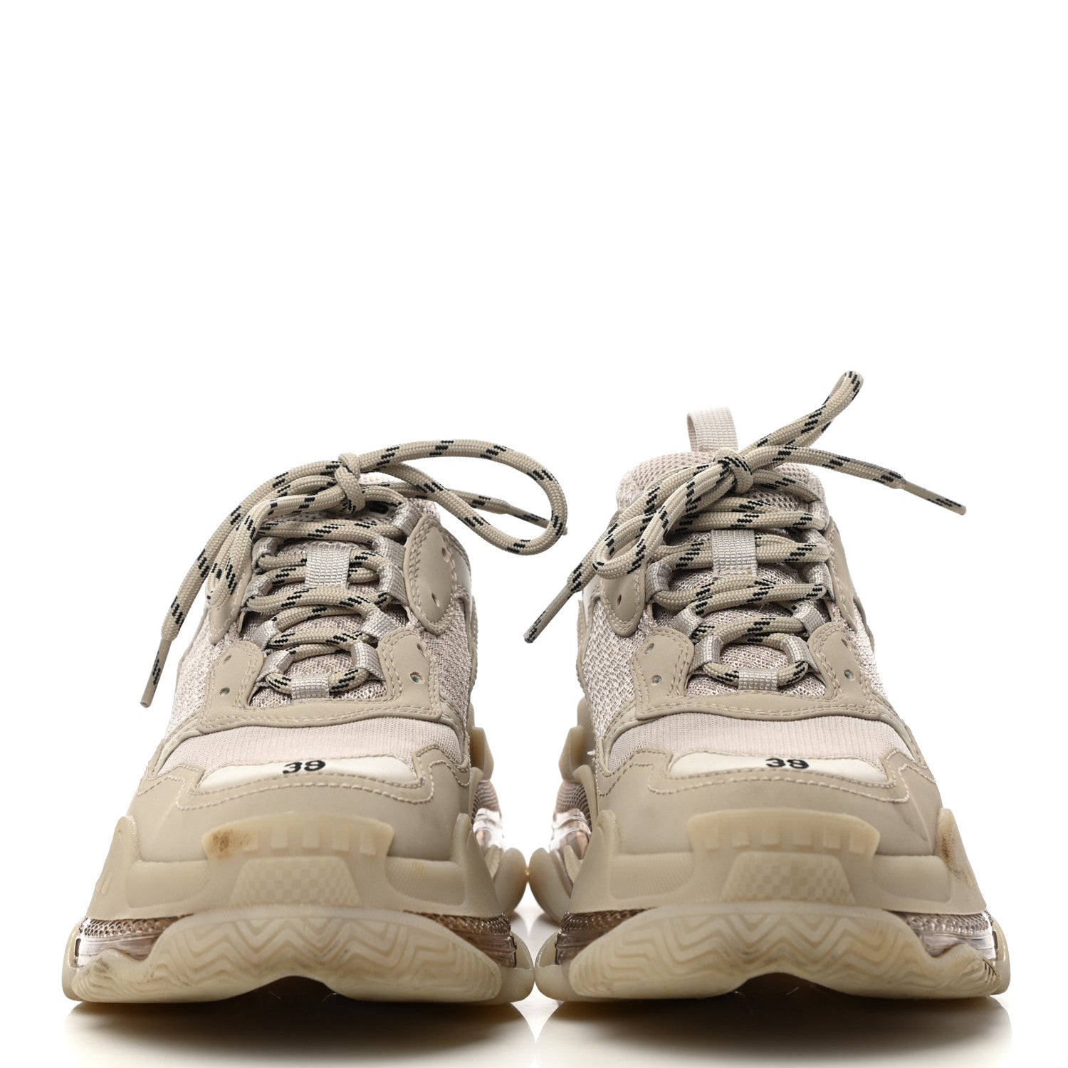Balenciaga Fabric Mesh Clear Sole Womens Triple S Sneakers 39 Beige 2 of 12