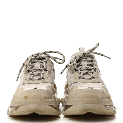 Balenciaga Fabric Mesh Clear Sole Womens Triple S Sneakers 39 Beige 2 of 12