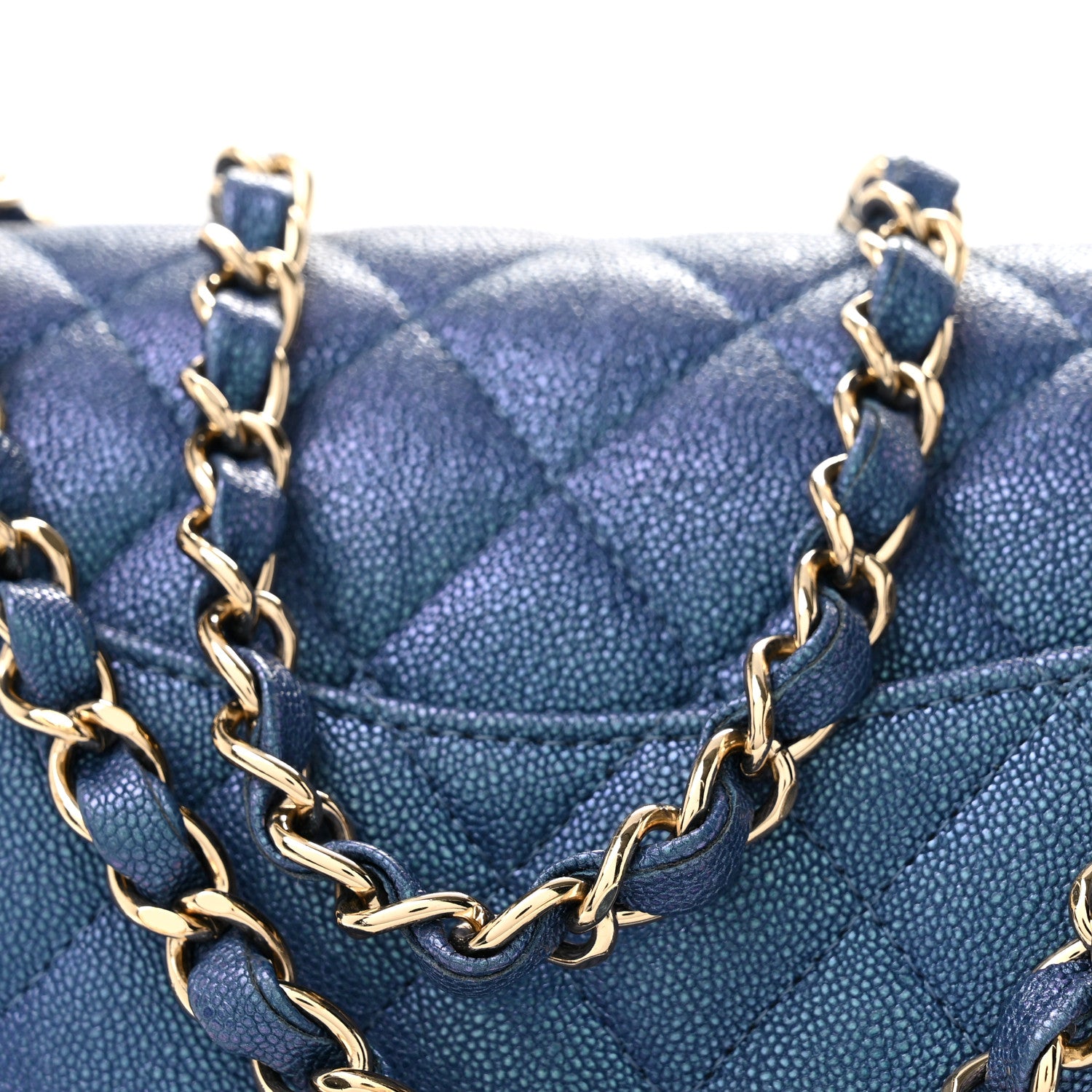 Chanel Iridescent Caviar Quilted Medium Double Flap Dark Blue 11 of 11