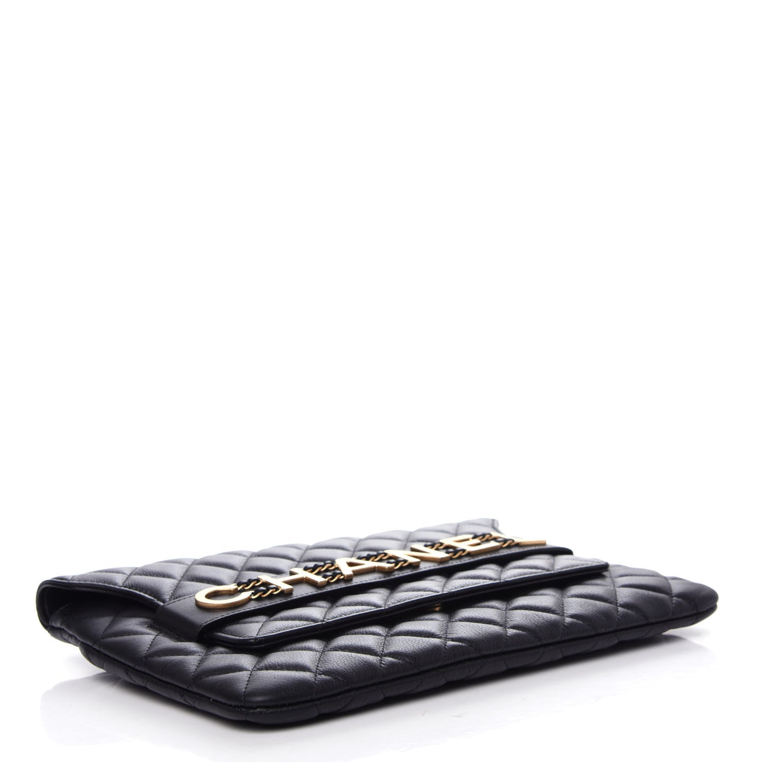 Chanel Calfskin Quilted Logo Flap Case Black 4 of 8