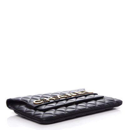 Chanel Calfskin Quilted Logo Flap Case Black 4 of 8