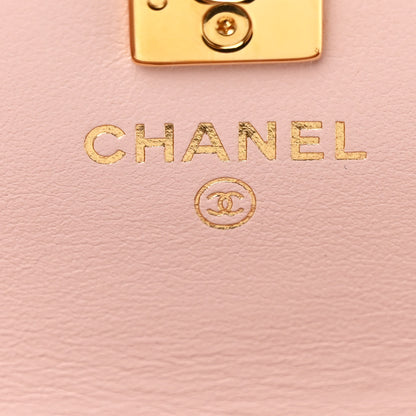 Chanel Shiny Caviar Quilted Flap Charm Wallet On Chain WOC Light Pink 7 of 14