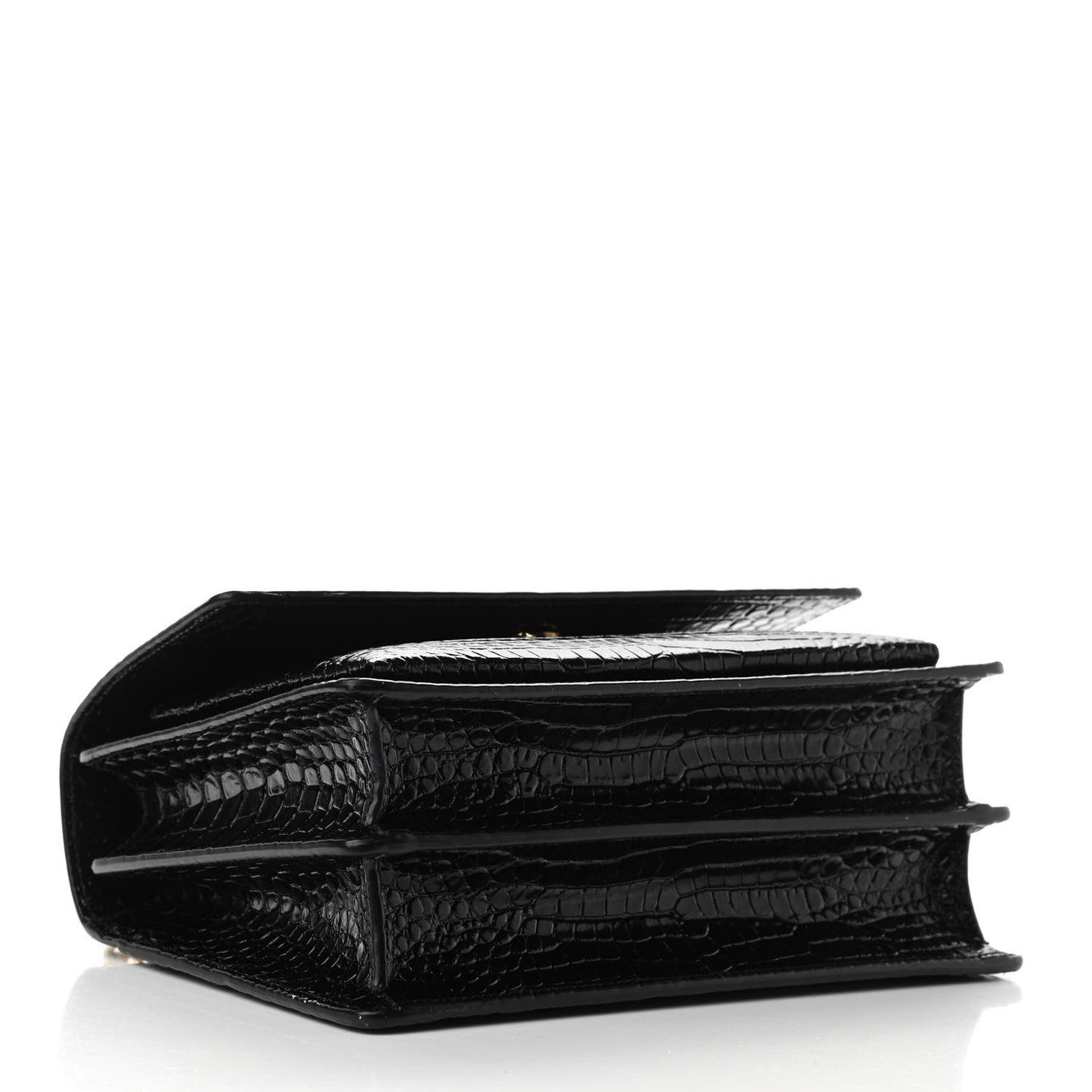 Calfskin Crocodile Embossed Medium Monogram Sunset Black