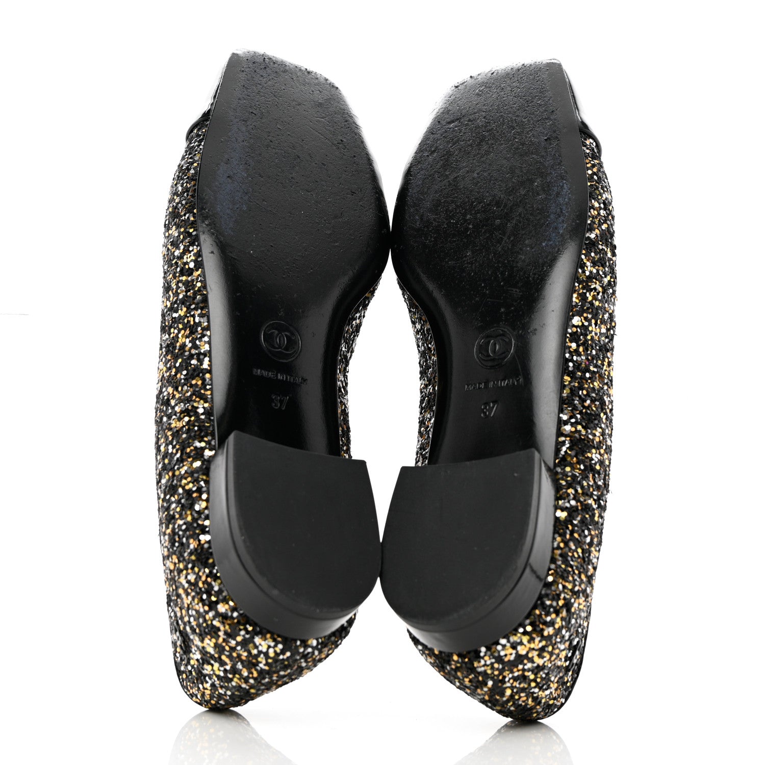 Chanel Glitter Fabric Patent Calfskin Moccasin Loafers 37 Black Bronze 5 of 9