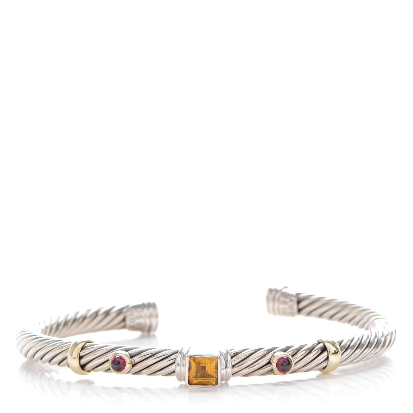 Sterling Silver 14K Yellow Gold Citrine Rhodolite 5mm Renaissance Bracelet