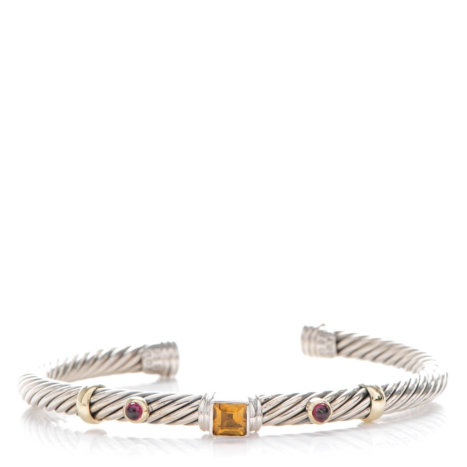 David Yurman Sterling Silver 14K Yellow Gold Citrine Rhodolite 5mm Renaissance Bracelet 1 of 4