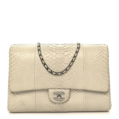 Chanel Snakeskin Clutch With Chain Flap Light Grey 1 of 13