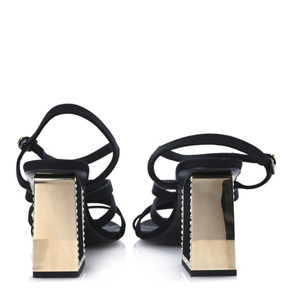 Chanel Grosgrain Crystal CC Sandals 40 Black 6 of 10