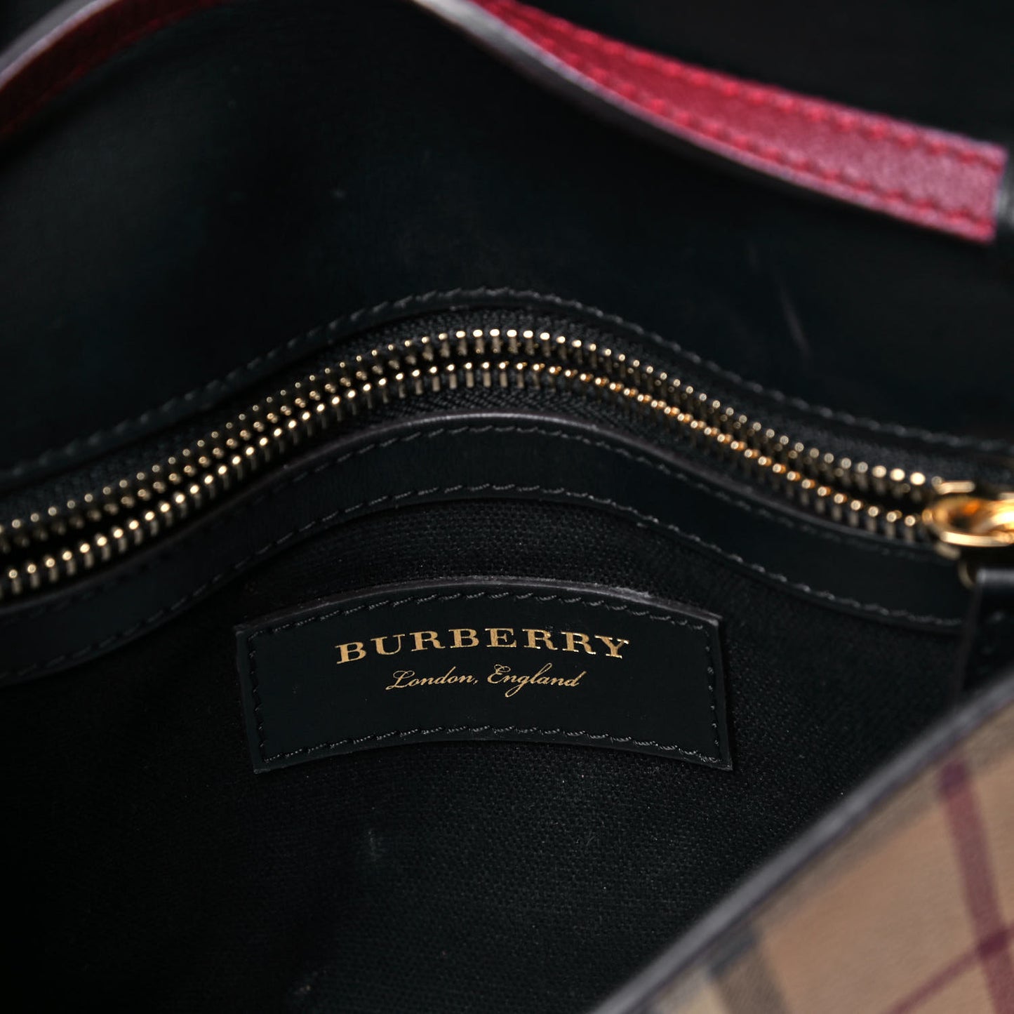 Derby Calfskin Haymarket Check Small Loxley Crossbody Bright Toffee Multicolor