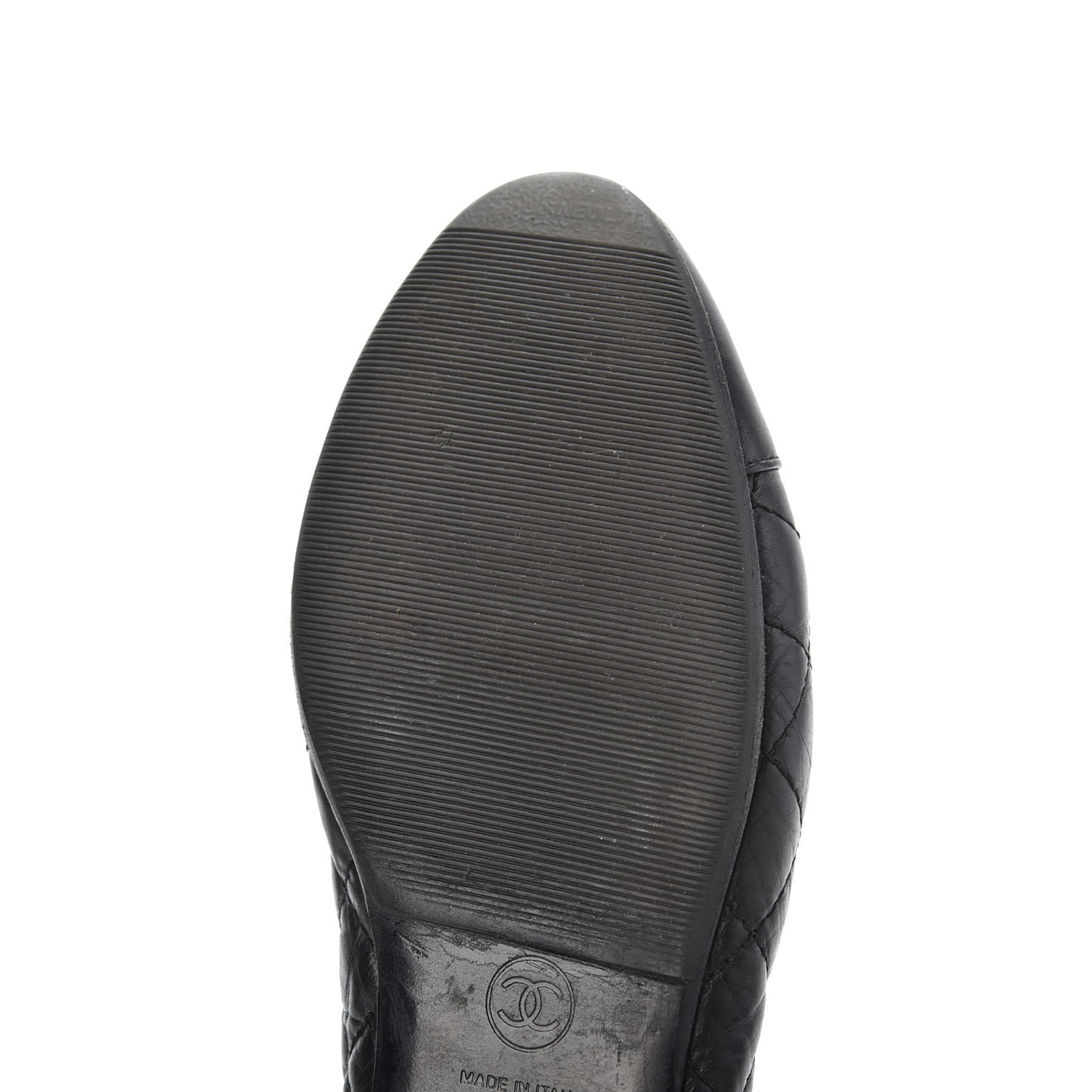 Aged Calfskin Quilted CC Cap Toe Ballerina Flats 39.5 Black