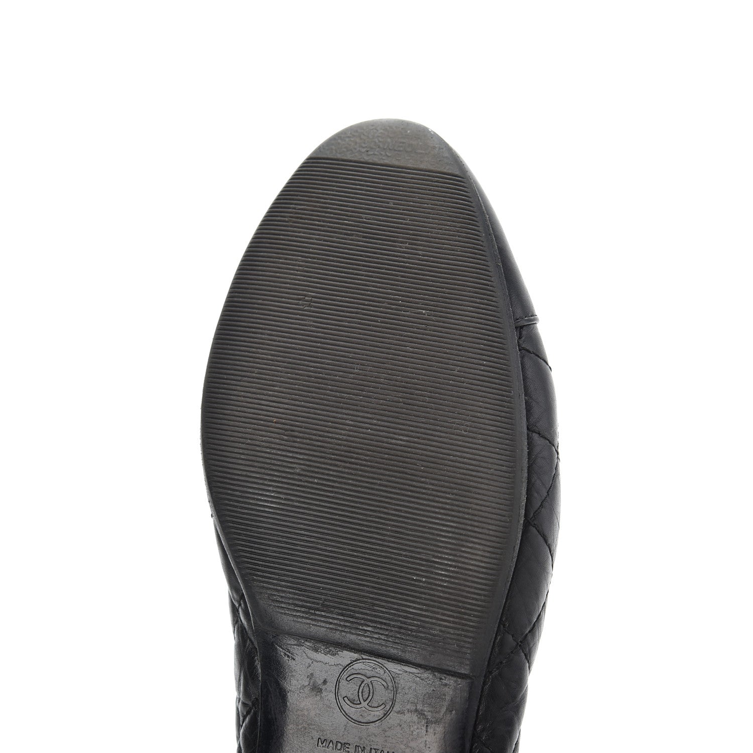 Chanel Aged Calfskin Quilted CC Cap Toe Ballerina Flats 39.5 Black 12 of 21