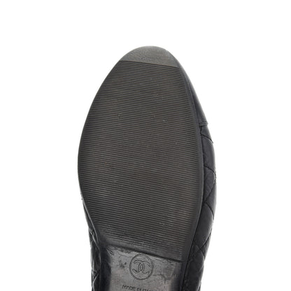 Chanel Aged Calfskin Quilted CC Cap Toe Ballerina Flats 39.5 Black 12 of 21