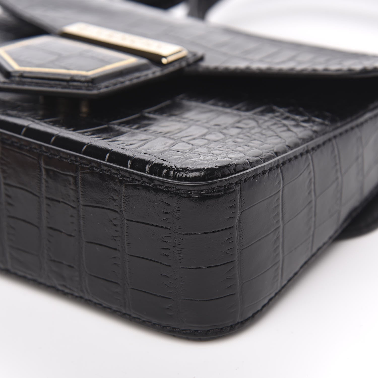 Givenchy Calfskin Crocodile Embossed Mini Nobile Shoulder Bag Black 8 of 8