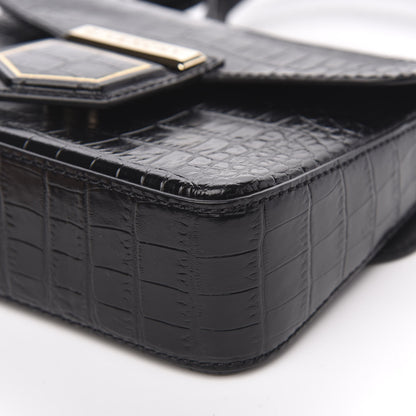 Givenchy Calfskin Crocodile Embossed Mini Nobile Shoulder Bag Black 8 of 8