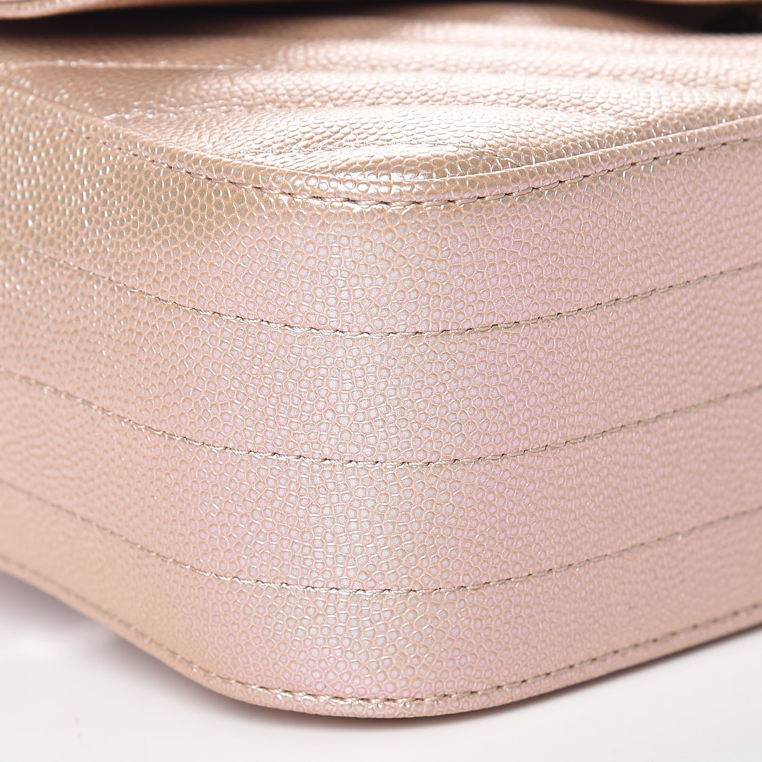Chanel Iridescent Caviar Chevron Quilted Mini Rectangular Flap Light Gold 8 of 10
