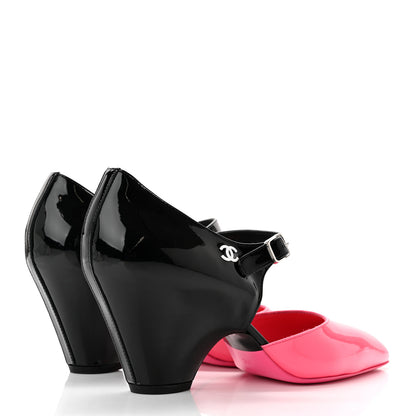 Chanel Patent Calfskin CC Pumps 39 Pink Black 4 of 8