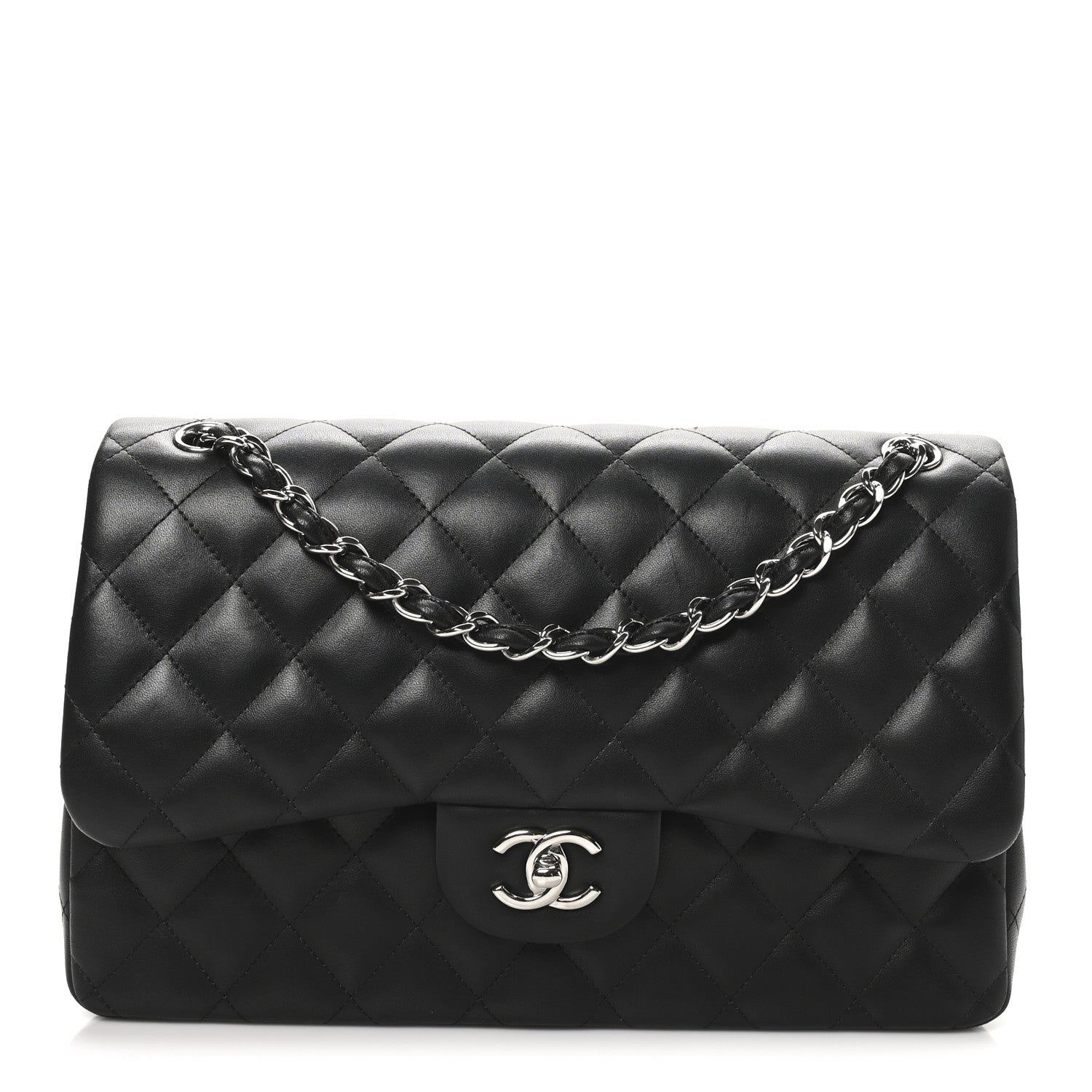Chanel Lambskin Quilted Jumbo Double Flap Black 1 of 11