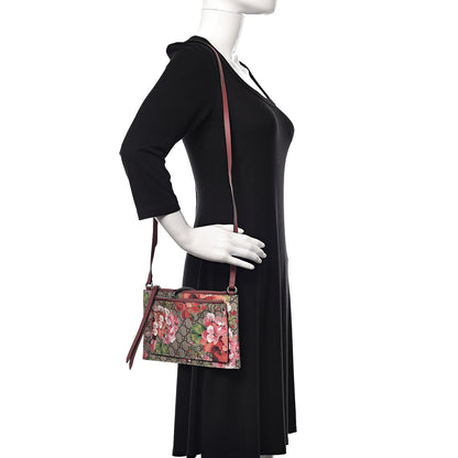 Gucci GG Supreme Monogram Blooms Double Zip Shoulder Bag Beige Multicolor Dry Rose 2 of 11