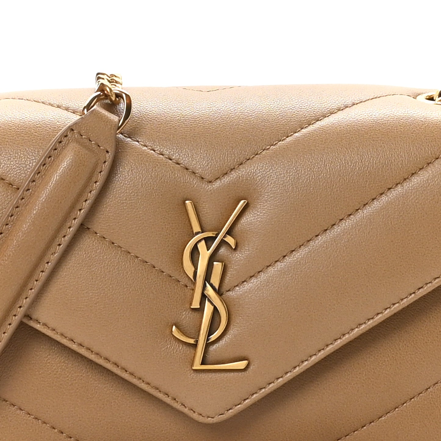 Lambskin Chevron Quilted Mini Loulou Havana Brown