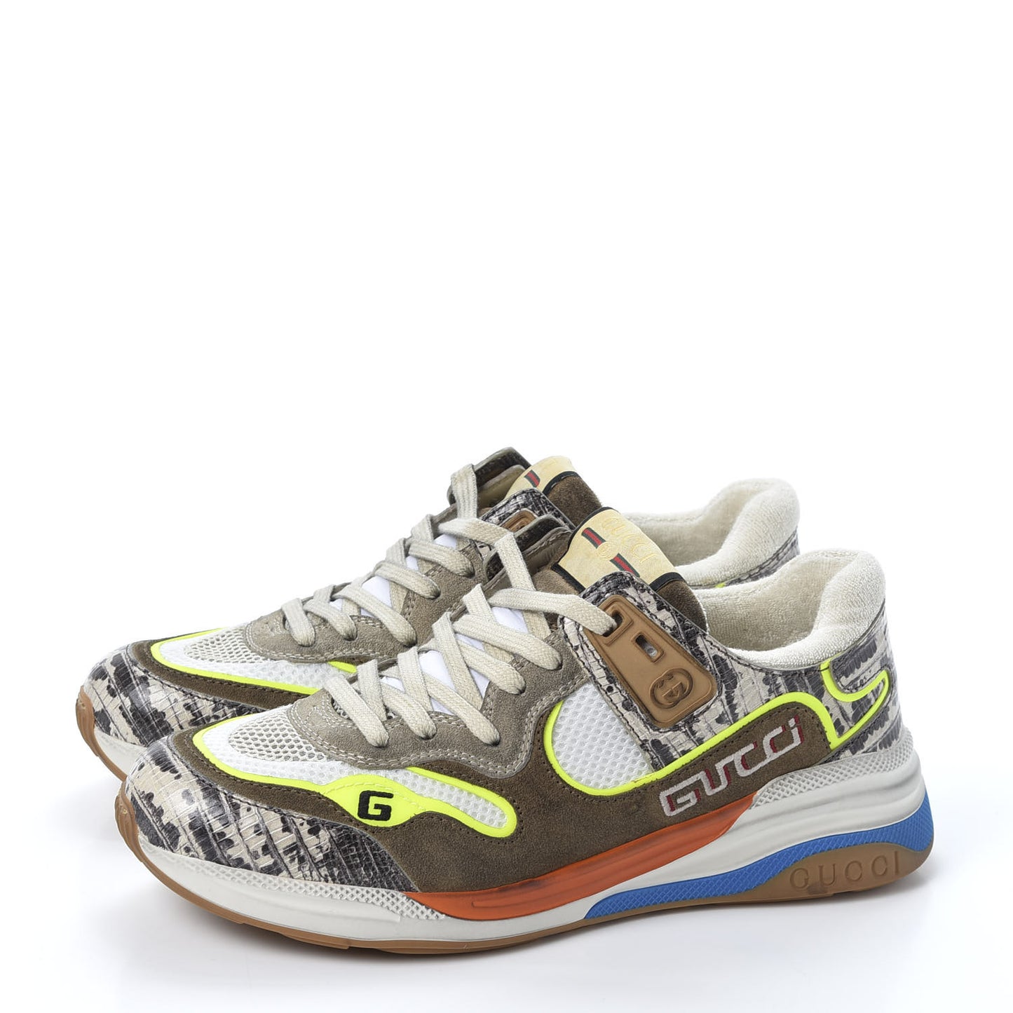 Suede Calfskin Tejus Printed Womens Ultrapace Sneakers 38.5 Natural Ardesia Neon Yellow