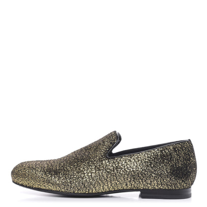 Jimmy Choo Metallic Pony Fabric Sloane Loafers 40.5 Gold 1 of 8