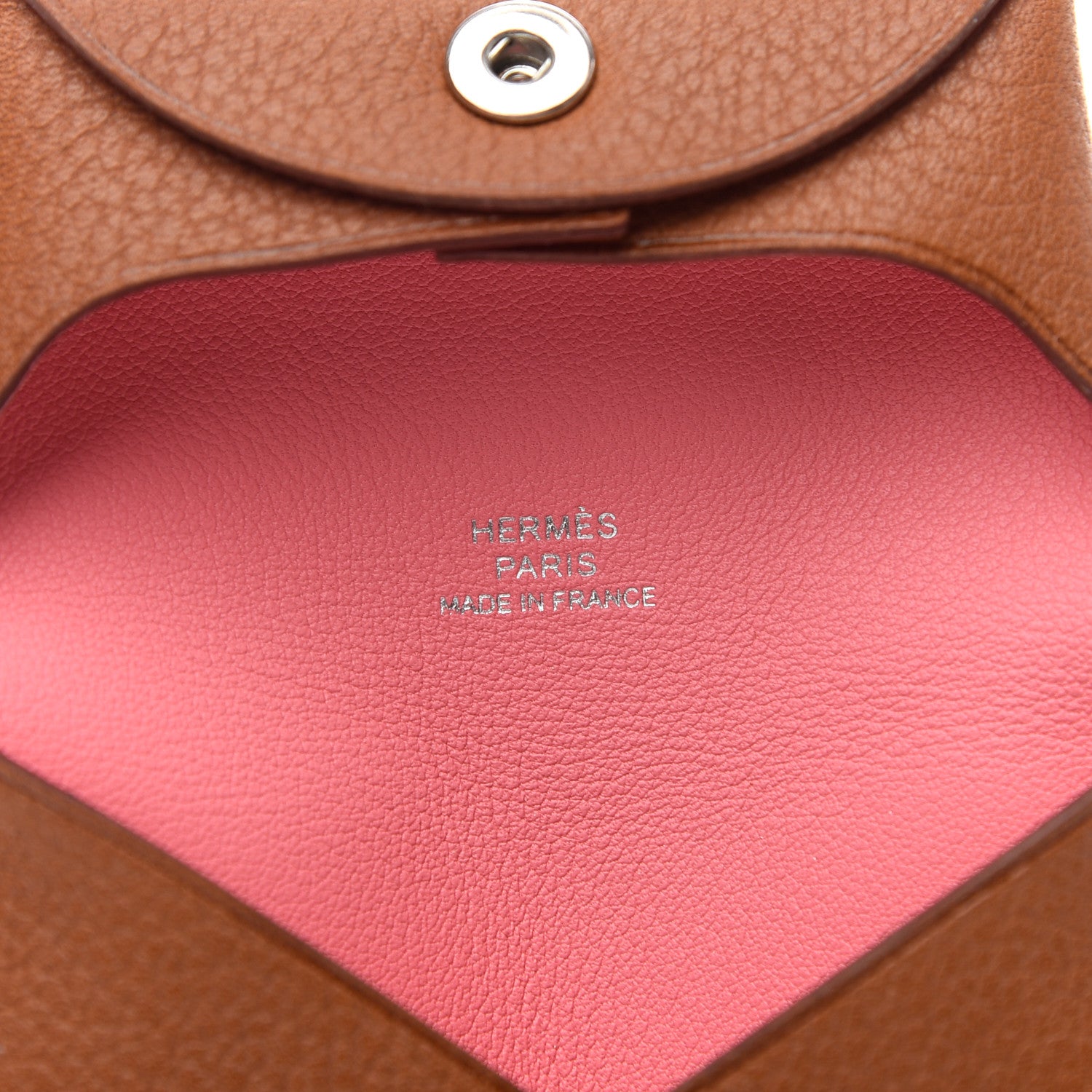 Hermes Barenia Faubourg Bastia Verso Coin Purse Fauve Rose D'ete 6 of 7