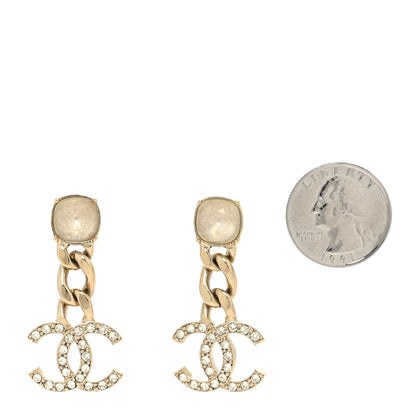 Chanel Glass Crystal CC Chain Drop Earrings Gold 2 of 4