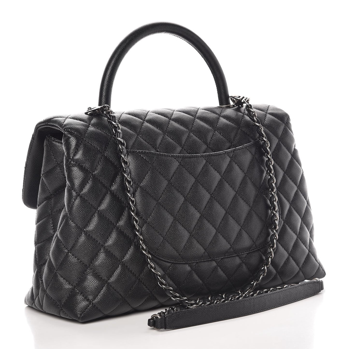 Caviar Quilted Medium Coco Handle Flap Black