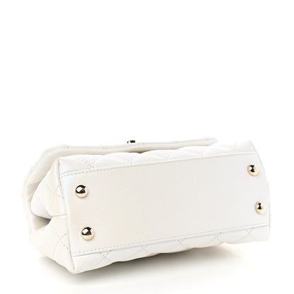 Chanel Iridescent Caviar Quilted Extra Mini Coco Handle Flap White 4 of 10