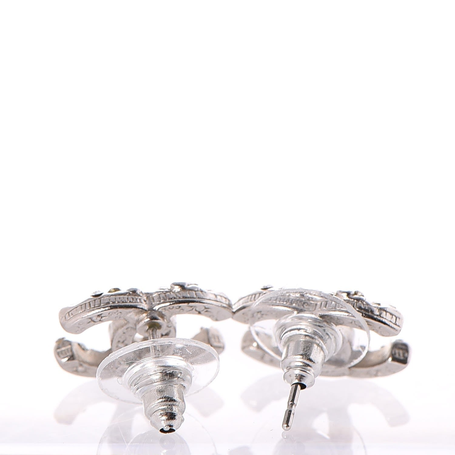 Chanel Crystal CC Earrings Silver 3 of 7