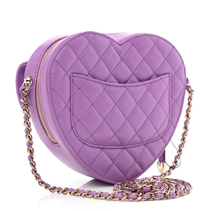 Chanel Lambskin Quilted CC In Love Heart Bag Purple 3 of 11