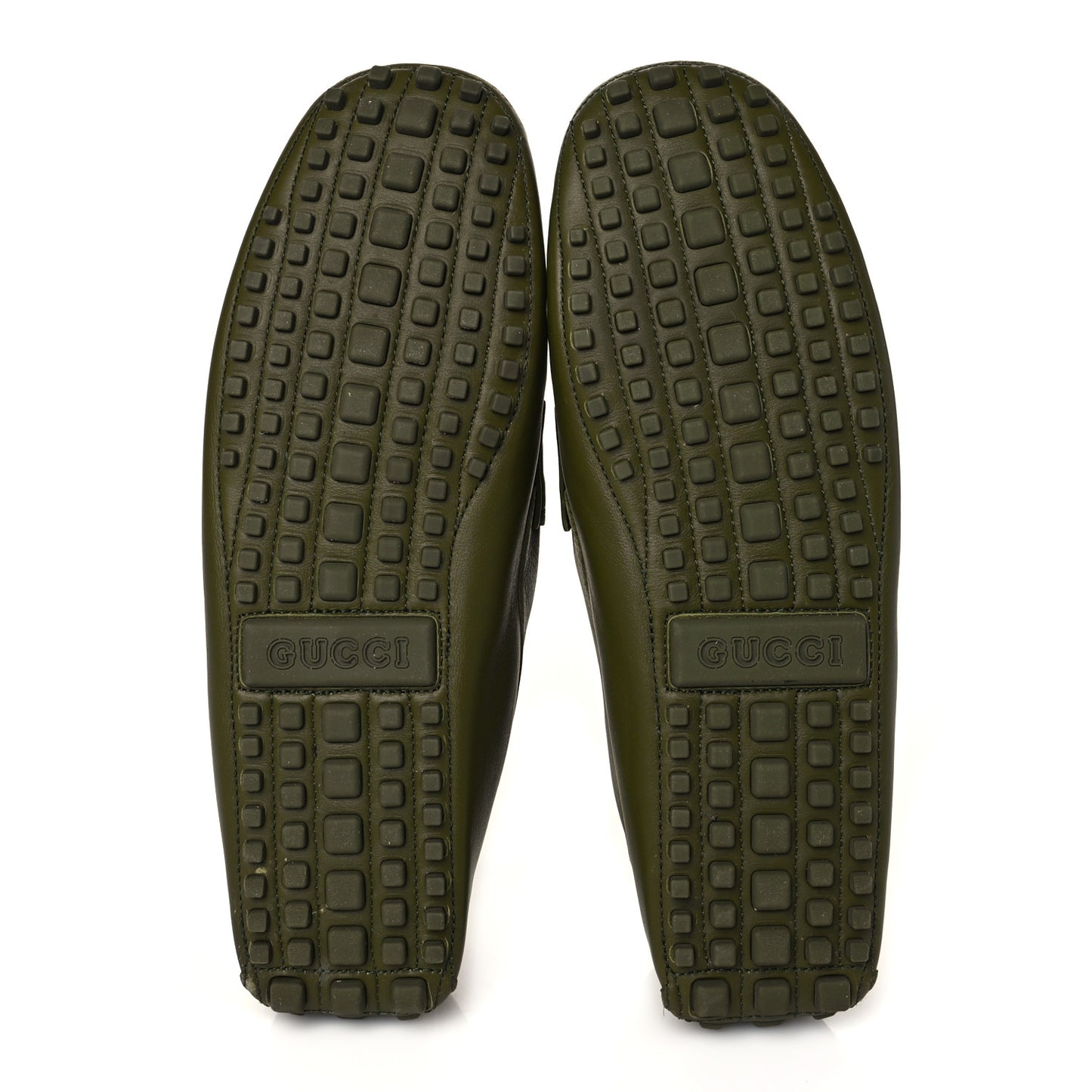 Soft Clove Calfskin Monochrome Mens Interlocking G Driver Loafers 11 Juniper Green