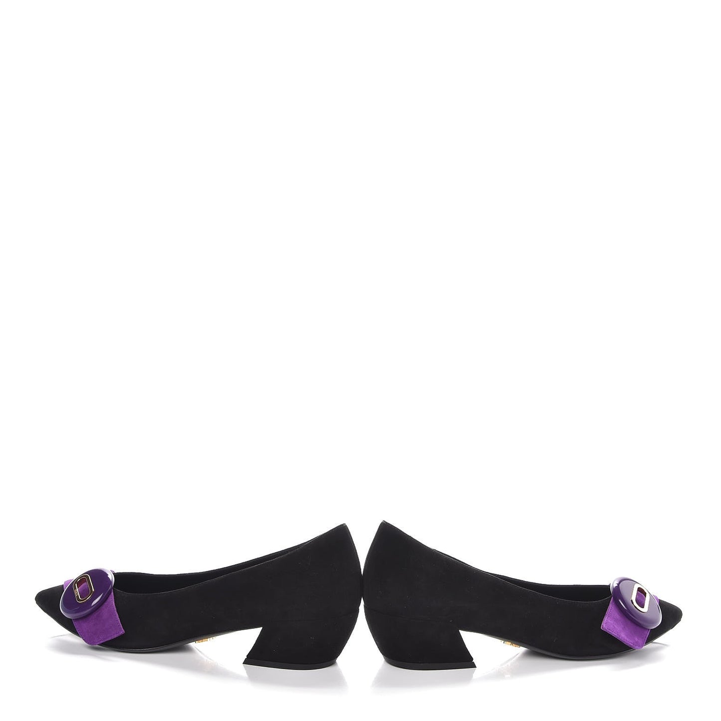 Suede Button Flats 37.5 Black Petunia