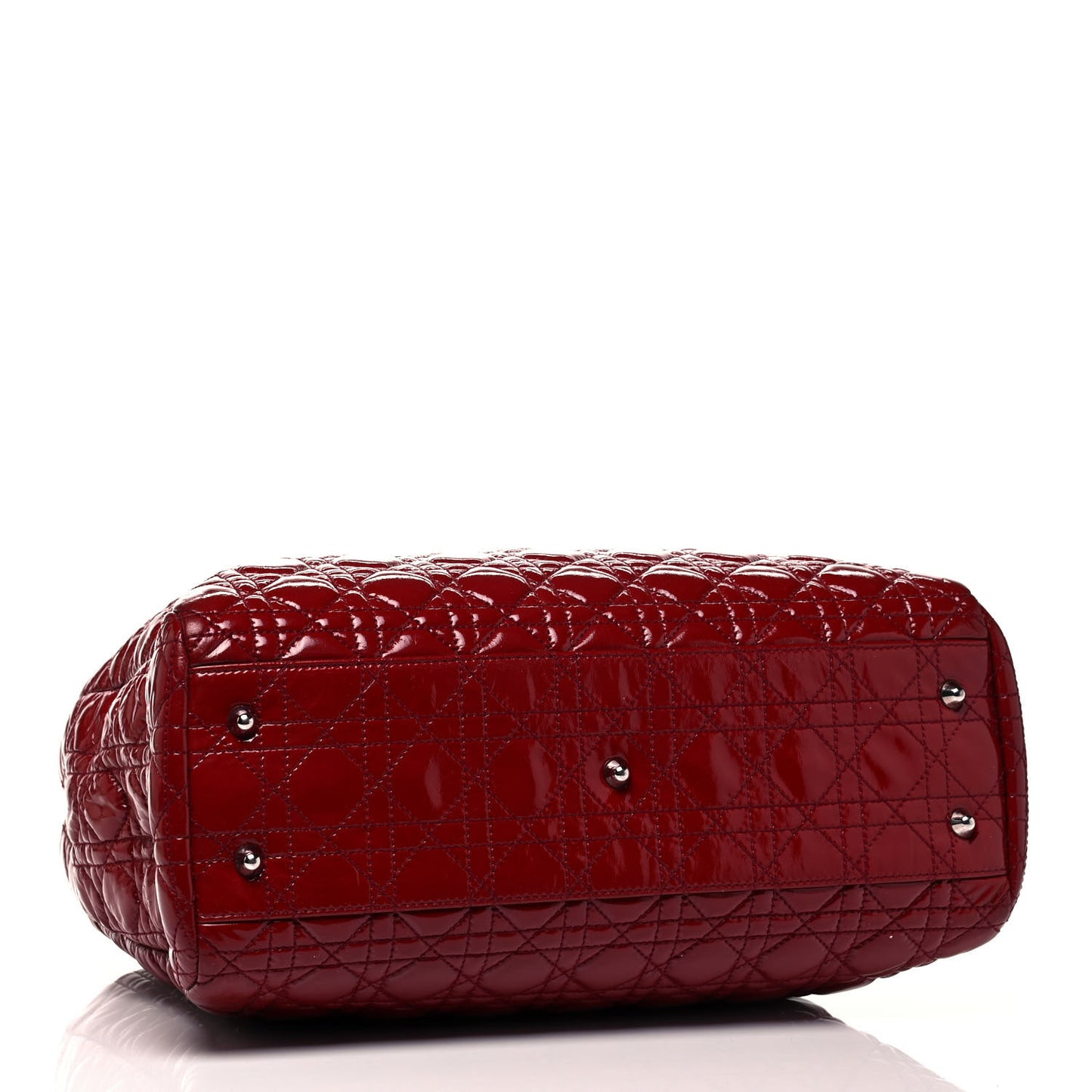 Patent Cannage Large Dior Soft Shopping Tote Red